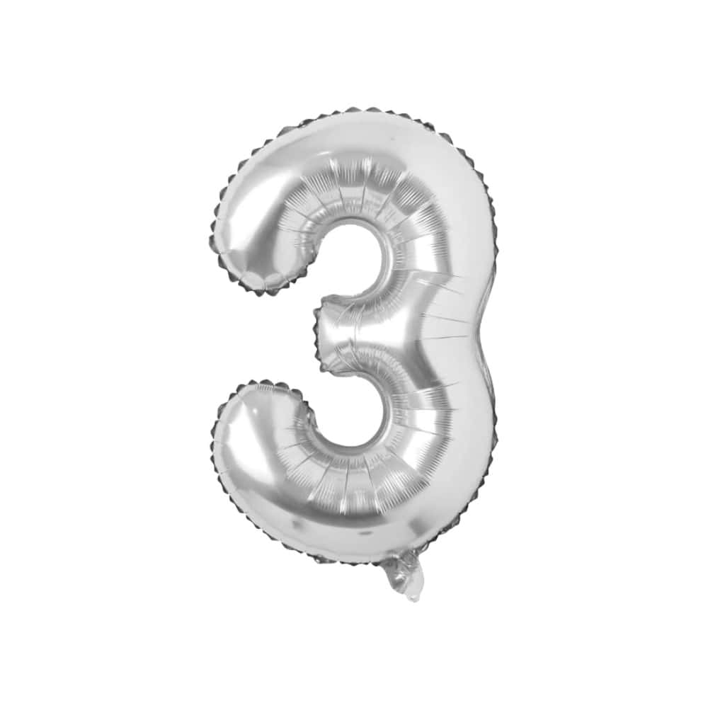 Globo plateado número 3 Ballon (16 pulgadas) - Miniatura 1