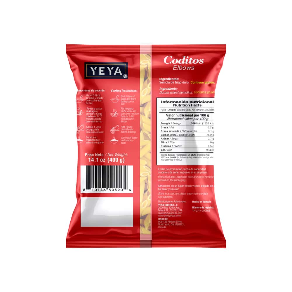 Coditos YEYA (6 x 400 g / 14.1 oz) - Miniatura 2