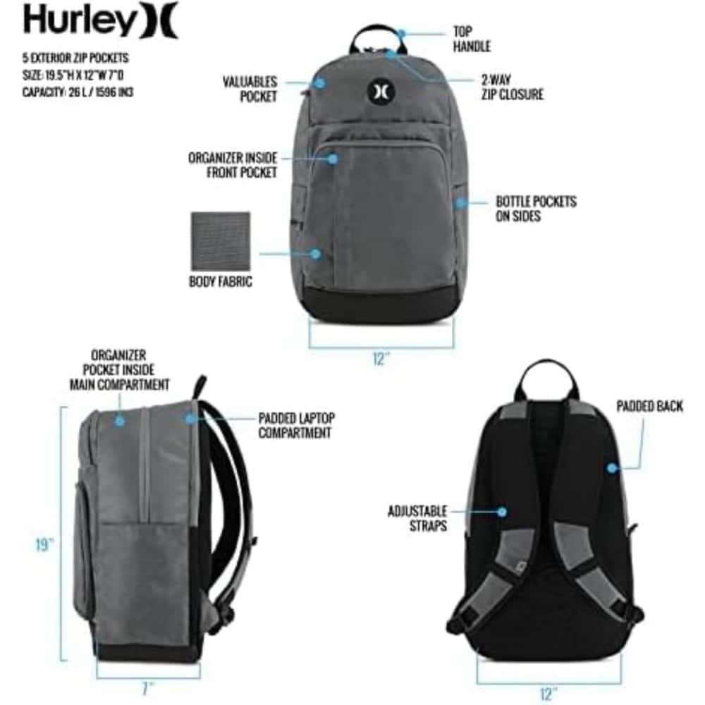 Mochila clásica negra Hurley Black/Icon - Miniatura 3