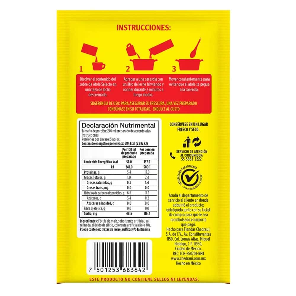 Fécula de maíz para preparar atole sabor fresa Selecto (47 g / 1.65 oz) - Miniatura 2