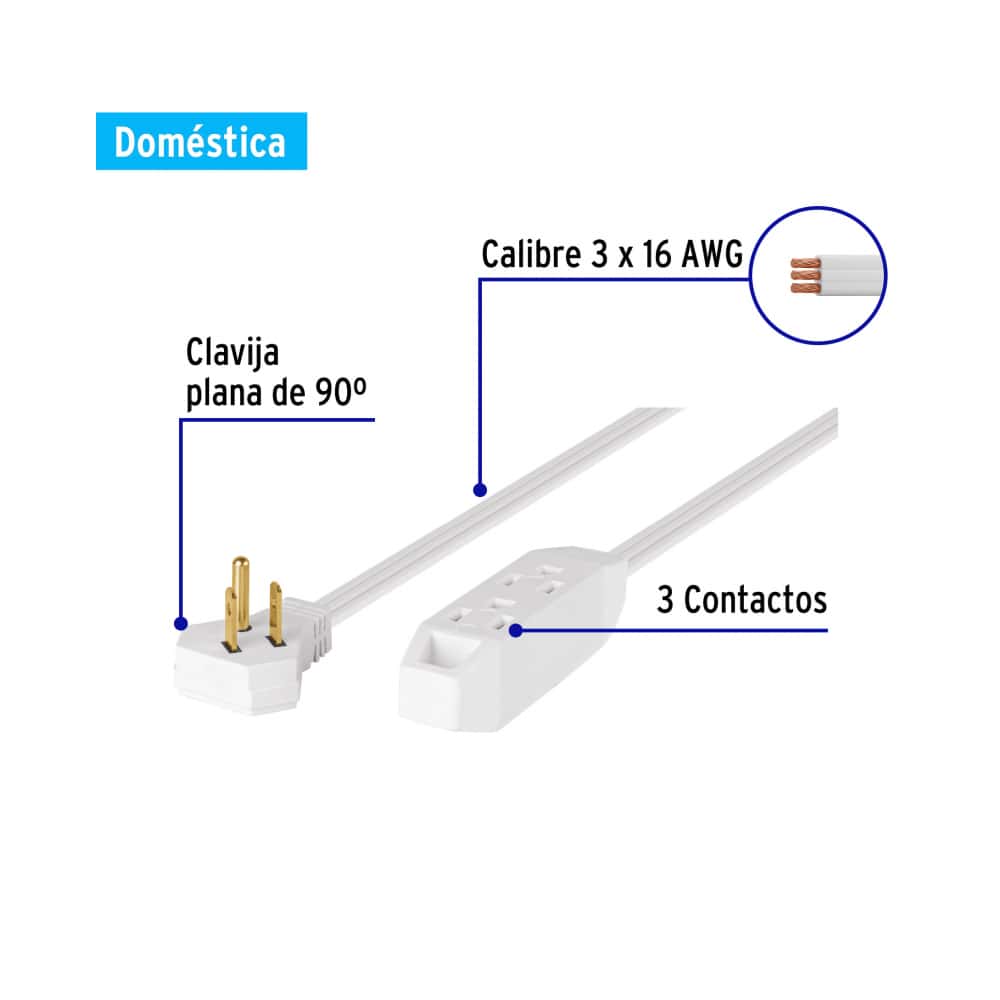 Extensión eléctrica con conexión a tierra de 4 m Volteck 49570 - Miniatura 2