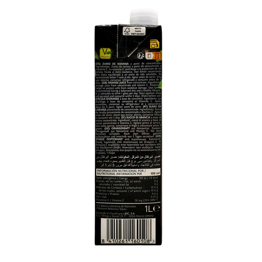 Zumo - jugo - de naranja enriquecido con vitamina C Don Simon (1 L) - Miniatura 2