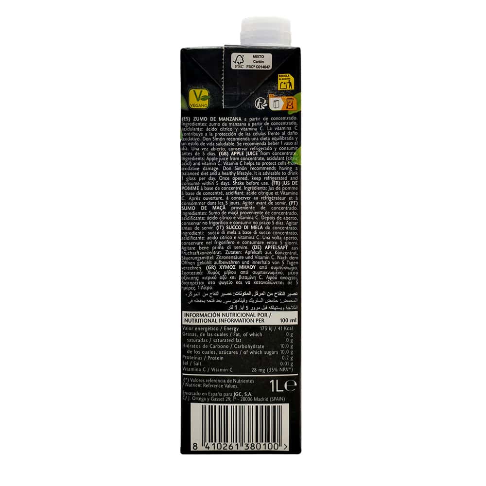 Zumo - jugo - de manzana enriquecido con vitamina C Don Simon (1 L) - Miniatura 2