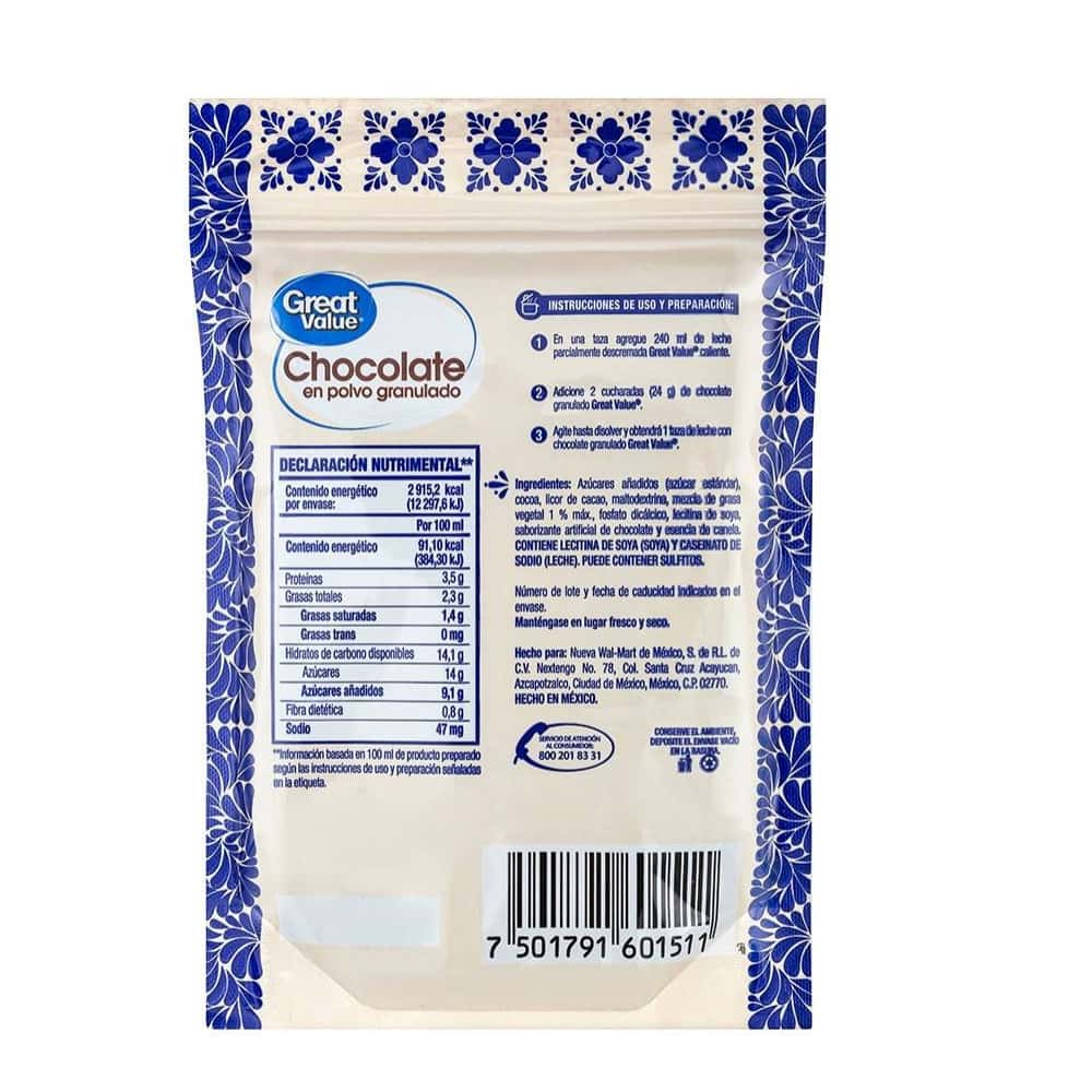 Chocolate en polvo granulado Great Value (320 g / 11.29 oz) - Miniatura 2