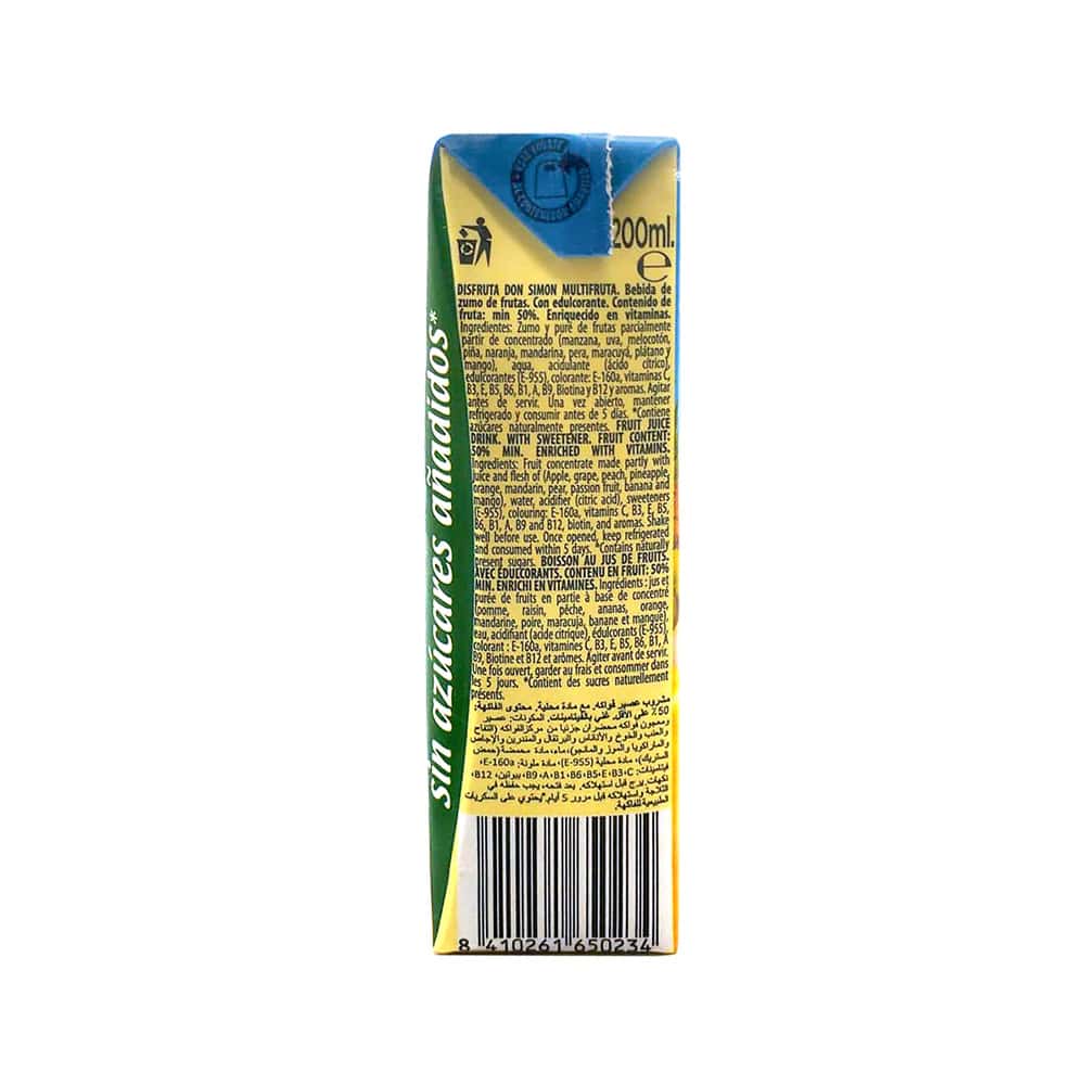 Zumo - jugo - multifrutas multivitaminas Disfruta Don Simon (200 ml) - Miniatura 2