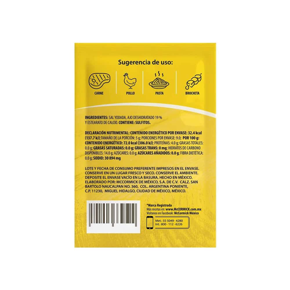 Sal con ajo McCormick (45 g / 1.6 oz) - Miniatura 2