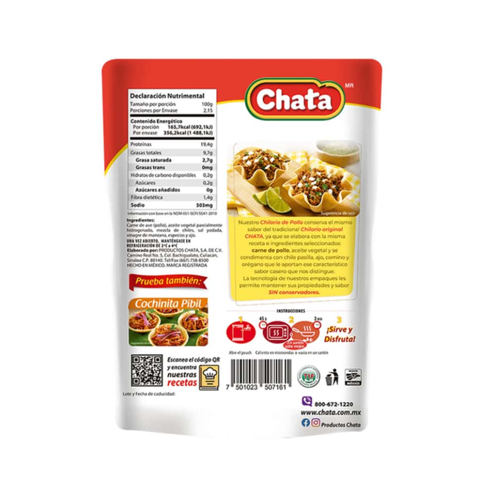 Carne 100% de pollo condimentada Chilorio Chata (215 g / 7.58 oz) - Miniatura 2