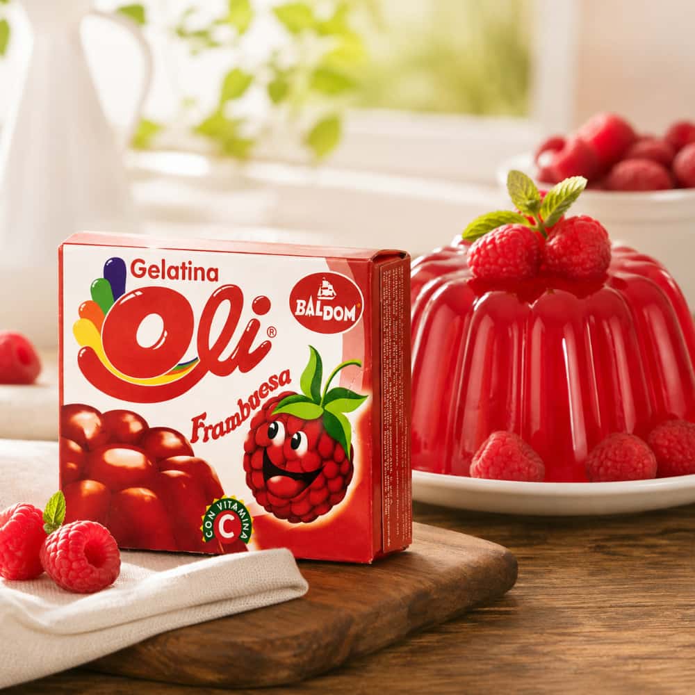 Gelatina sabor frambuesa Oli (85 g / 3 oz) - Miniatura 3