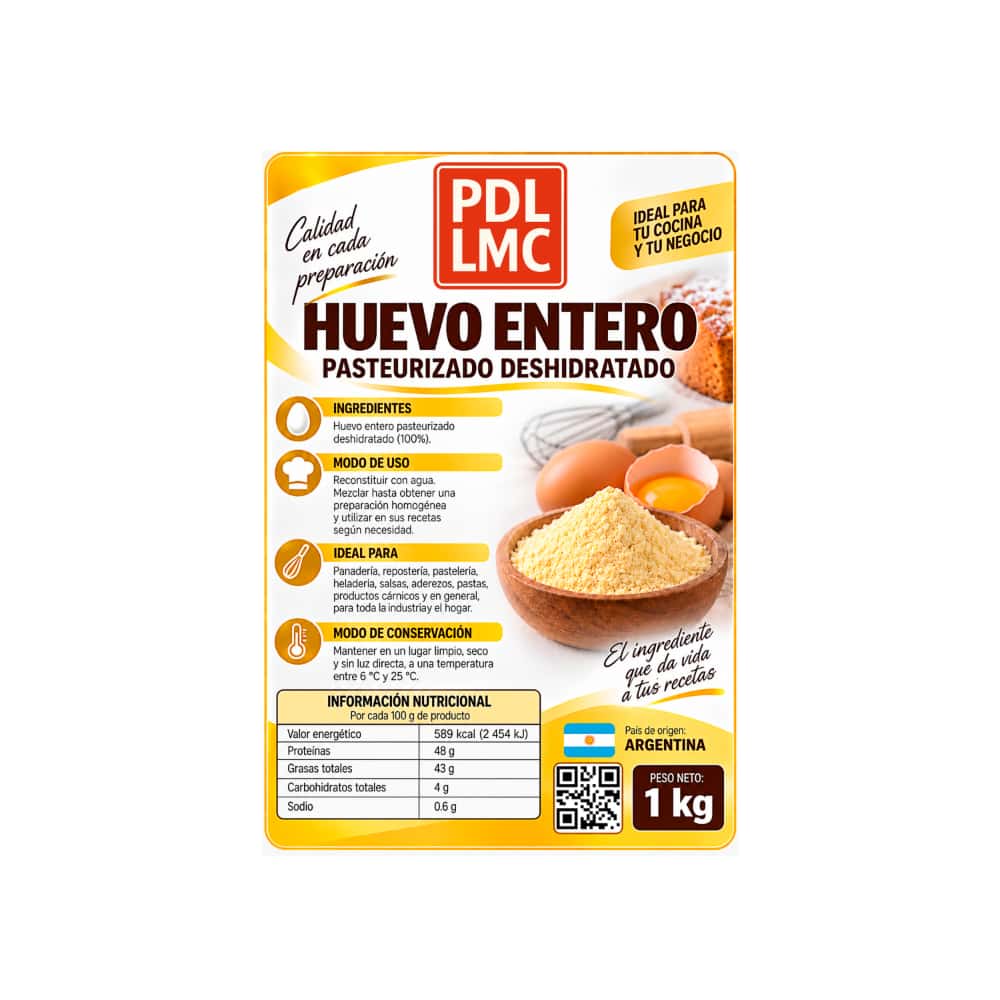 Huevo entero pasteurizado deshidratado PDL LMC (1 kg / 2.2 lb) - Miniatura 2