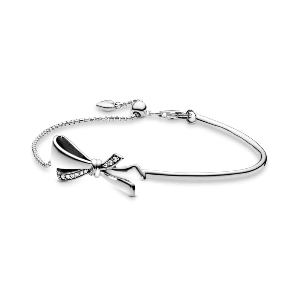 Pulsera de plata S925 estilo Pandora Moments deslizante lazo reluciente - Miniatura 1