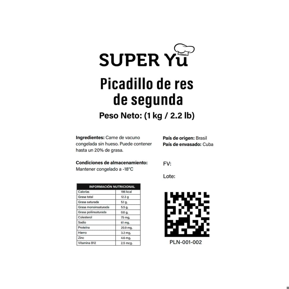 Picadillo de res de segunda Super Yu (1 kg / 2.2 lb) - Miniatura 2