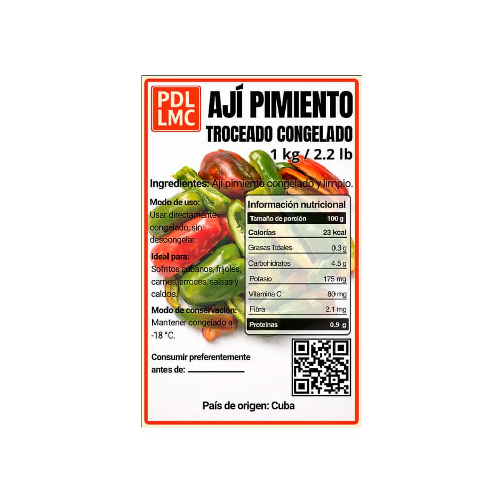 Ají pimiento troceado congelado PDL LMC (1 kg / 2.2 lb) - Miniatura 4