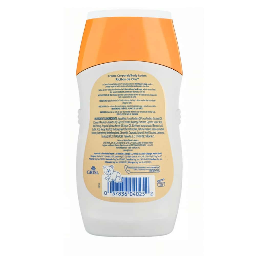 Crema corporal para bebé miel y argán Ricitos de Oro (250 ml / 8.4 fl oz) - Miniatura 2