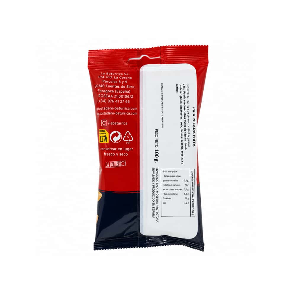 Pipas de girasol peladas fritas LA BATURRICA (100 g / 3.52 oz) - Miniatura 2