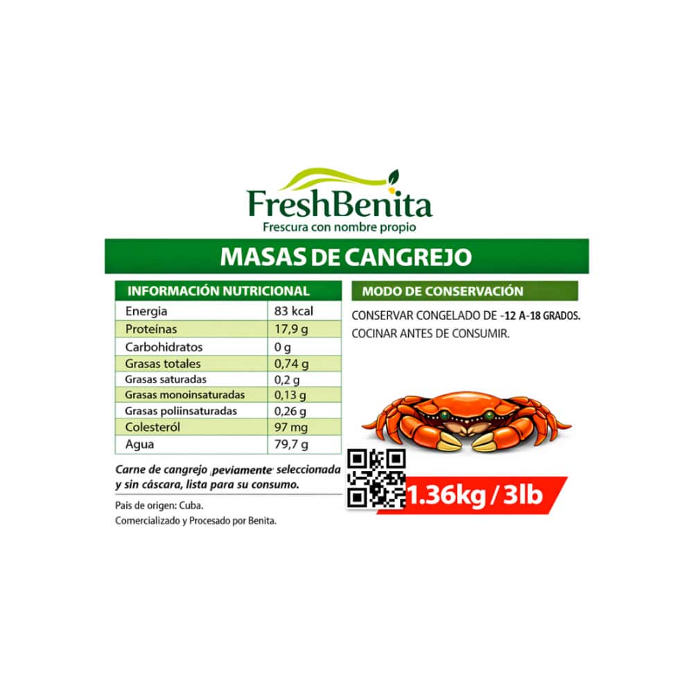 Masas de cangrejo FreshBenita (1.36 kg / 3 lb) - Miniatura 2