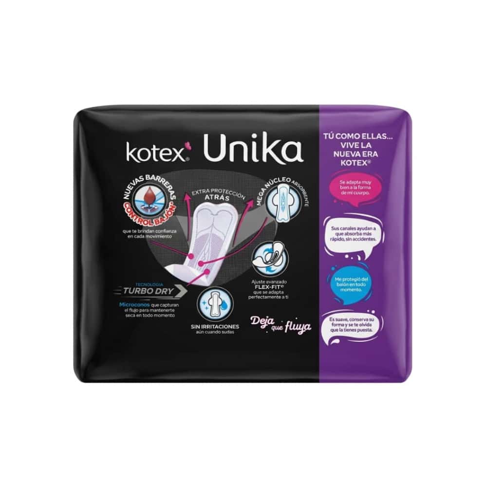 Toallas femeninas con alas Kotex Unika Nocturna (10 U) - Miniatura 6