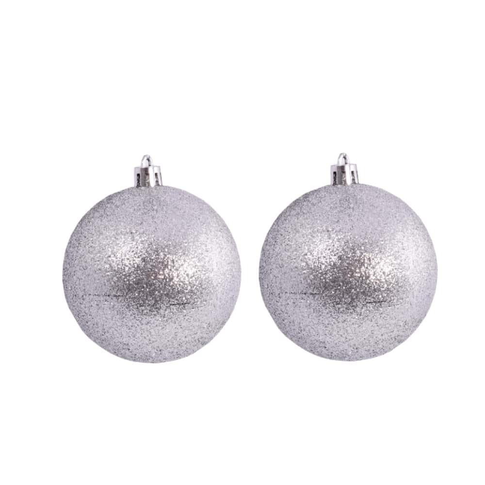Pack 2 bolas de navidad color plata con purpurina de 7 cm Casa y Menaje - Miniatura 3