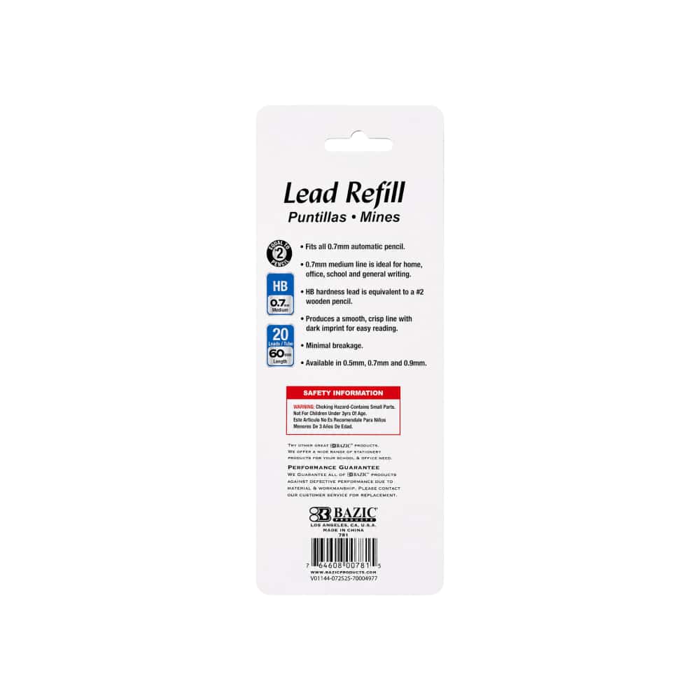 Juego de minas HB 0.7 mm Lead Refill Bazic (8 U) - Miniatura 3