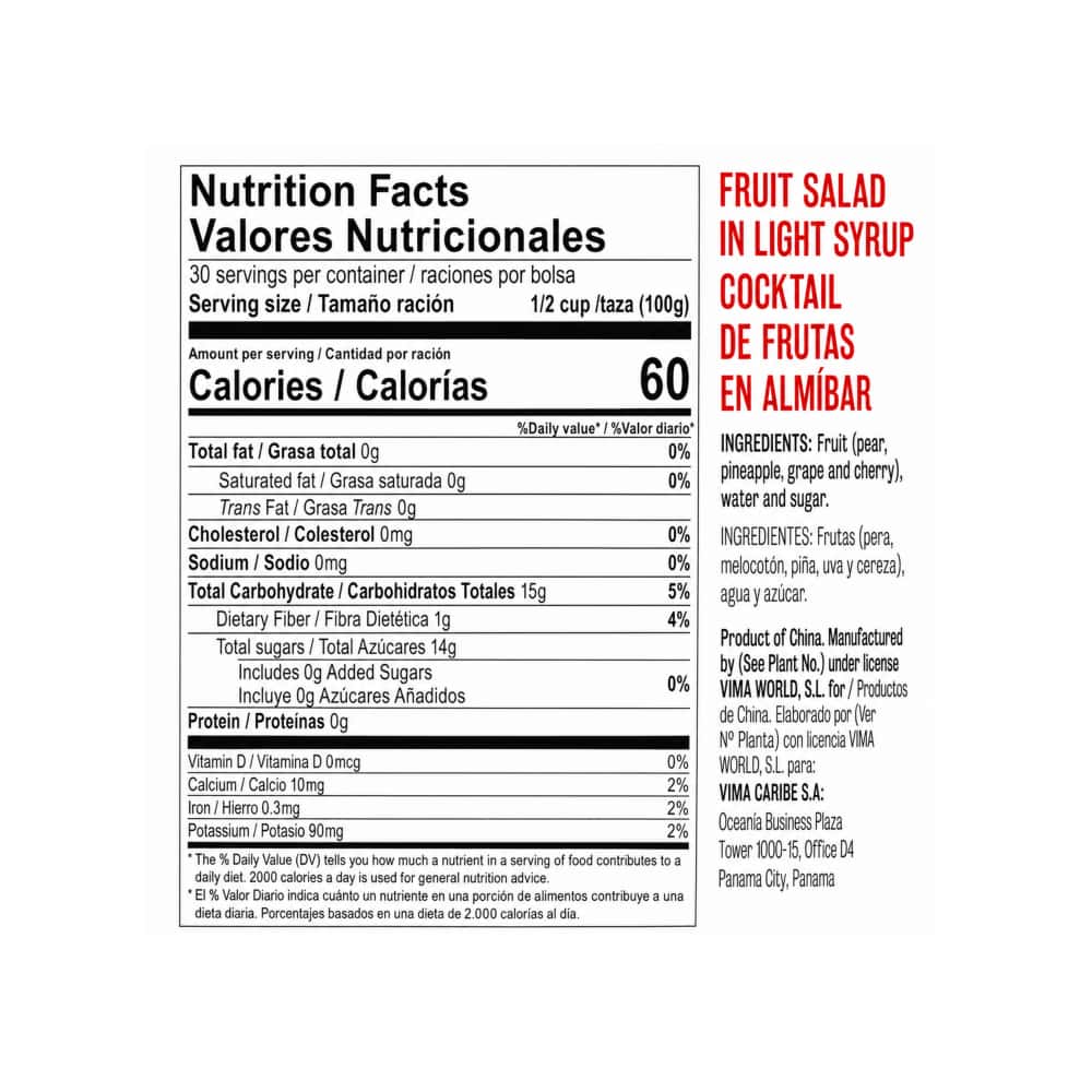 Cocktail de frutas en almíbar Vima Foods (3kg / 6.6 lb) - Miniatura 3