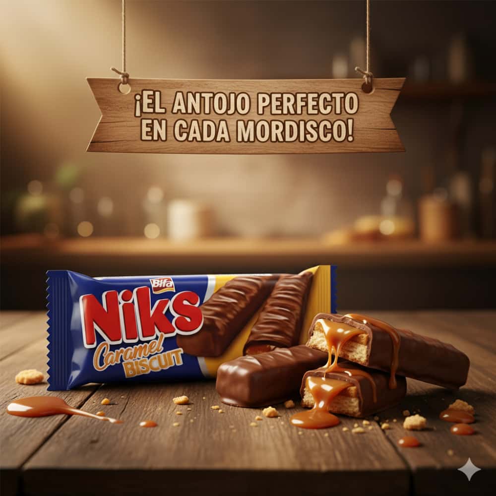 Galletas rellenas de caramelo y cubiertas de chocolate Niks Bifa (12 x 50 g / 1.76 oz) - Miniatura 5