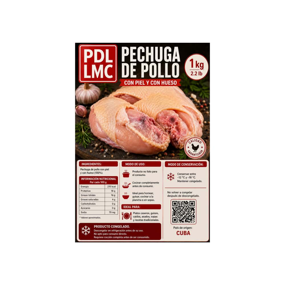 Pechuga de pollo con piel y con hueso PDL LMC (1 kg / 2.2 lb) - Miniatura 4