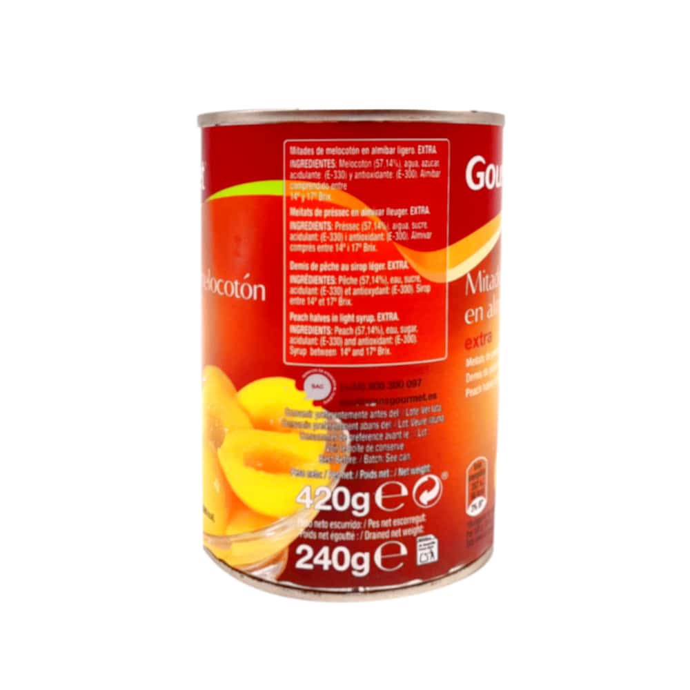 Mitades de melocotón en almíbar ligero extra Gourmet (420 g / 14.81 oz) - Miniatura 2