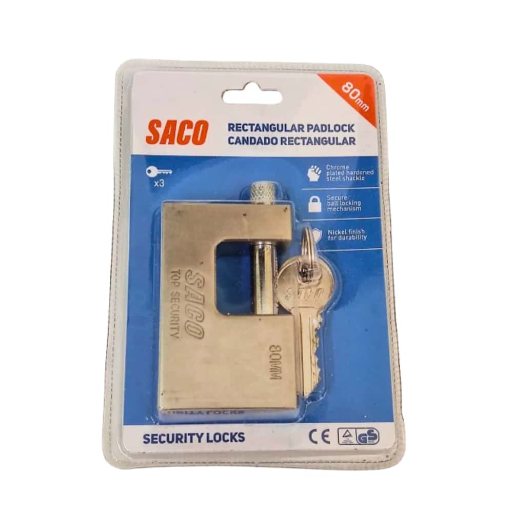 Candado rectangular con tres llaves - 80 mm - Saco - Miniatura 1