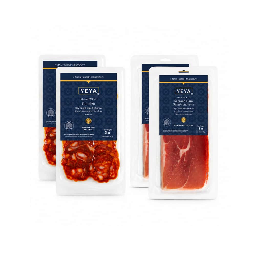 Chorizo Curado en lonchas + Jamón Serrano en lonchas YEYA (2 x 85 g / 3 oz) - Miniatura 1