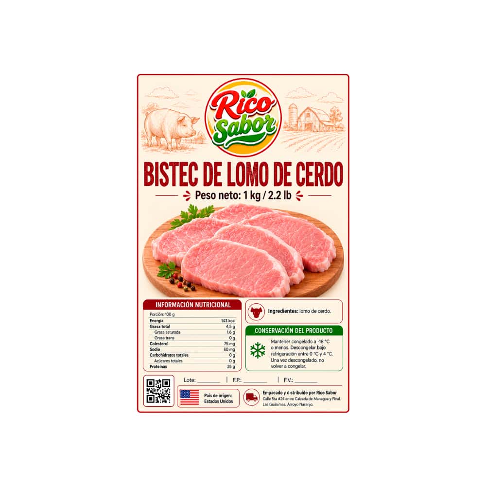 Bistec de lomo de cerdo Rico Sabor (1 kg / 2.2 lb) - Miniatura 2