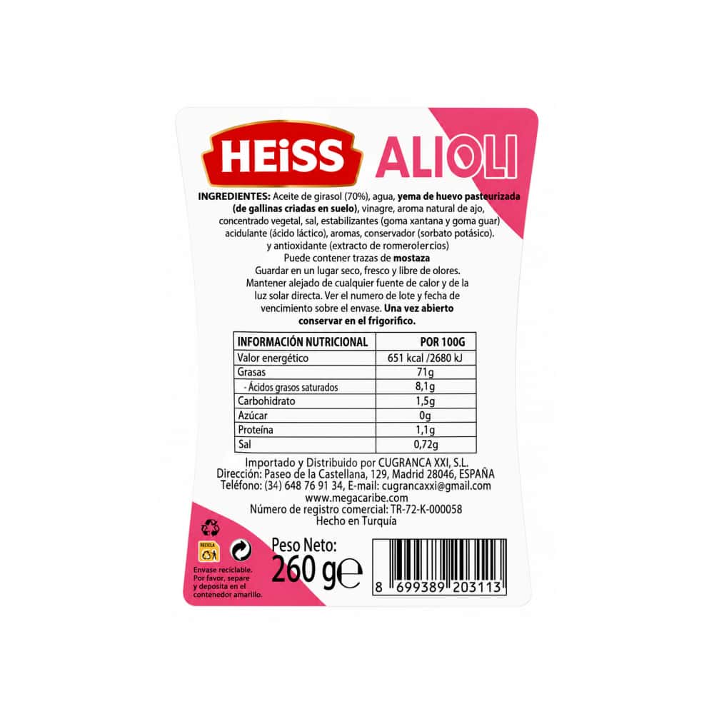 Salsa alioli sabor original Heiss (260 g / 9.17 oz) - Miniatura 2