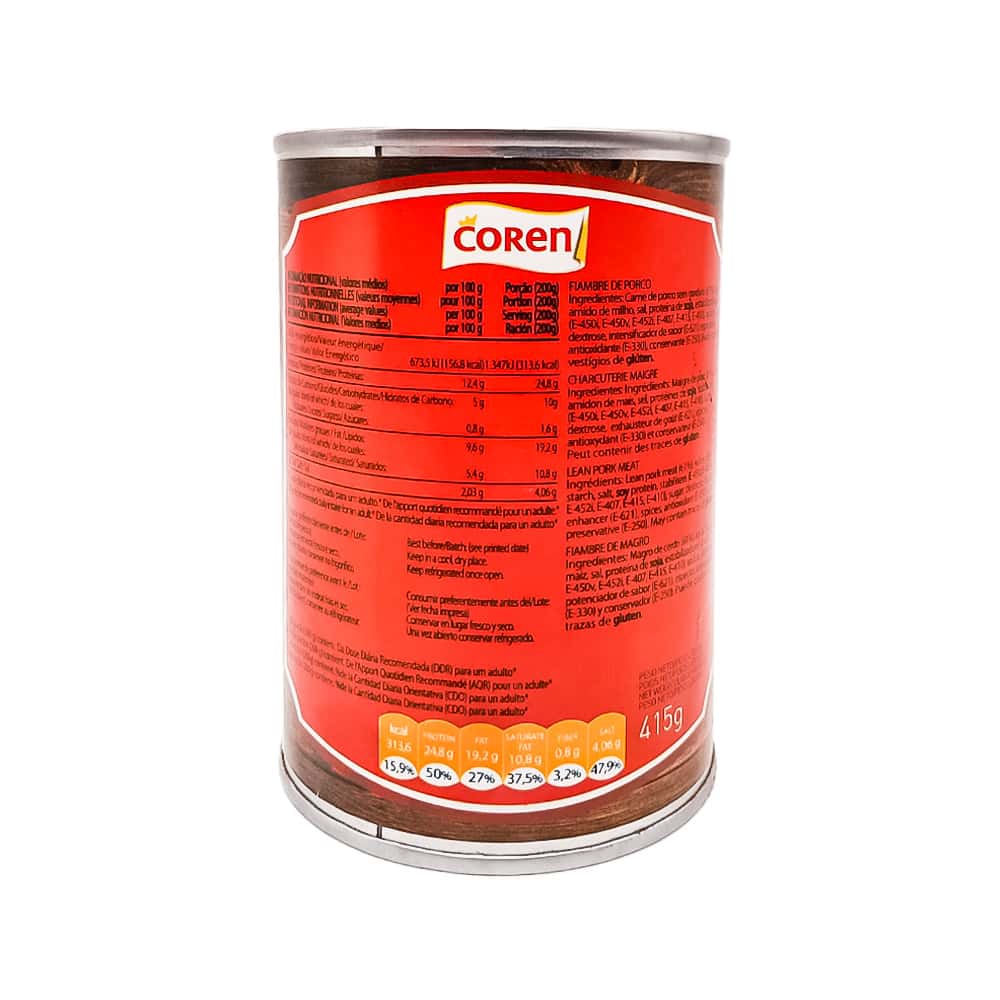 Carne enlatada - fiambre magro de cerdo COREN (415 g / 14.6 oz) - Miniatura 2