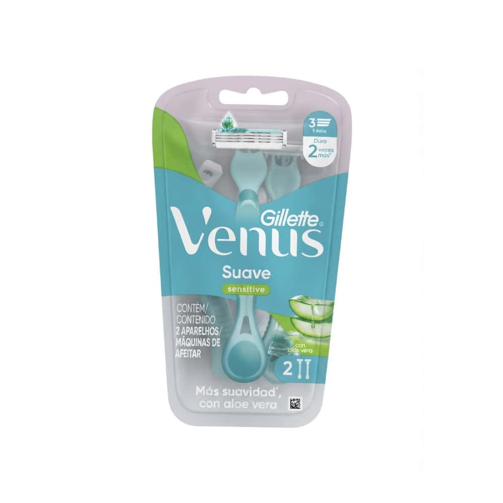 Máquinas de afeitar de 3 hojas desechables con aloe vera Gillette Venus Suave (2 U) - Miniatura 1