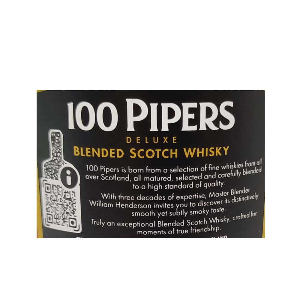 Botella de whisky 100 Pipers (1 L) - Miniatura 3