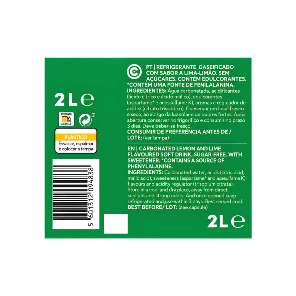 Refresco carbonatado sabor lima-limón sin azúcares Continente (2 L / 67.63 floz) - Miniatura 3