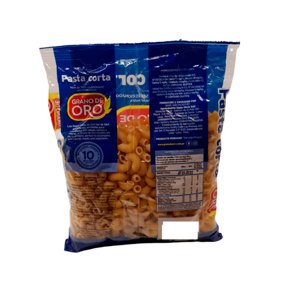 Pasta corta coditos Grano de Oro (250 g / 8.8 oz) - Miniatura 2