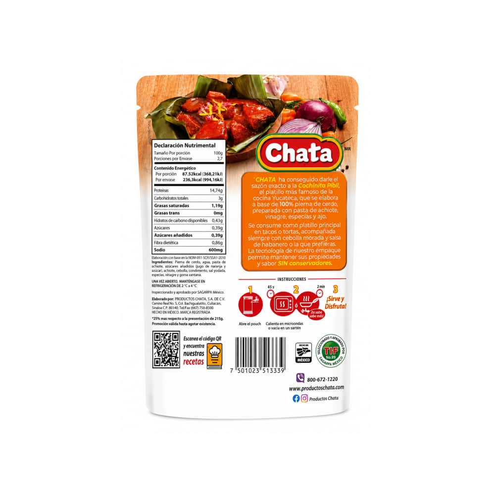 Cochinita pibil pierna de cerdo condimentada Chata (270 g / 9.52 oz) - Miniatura 2