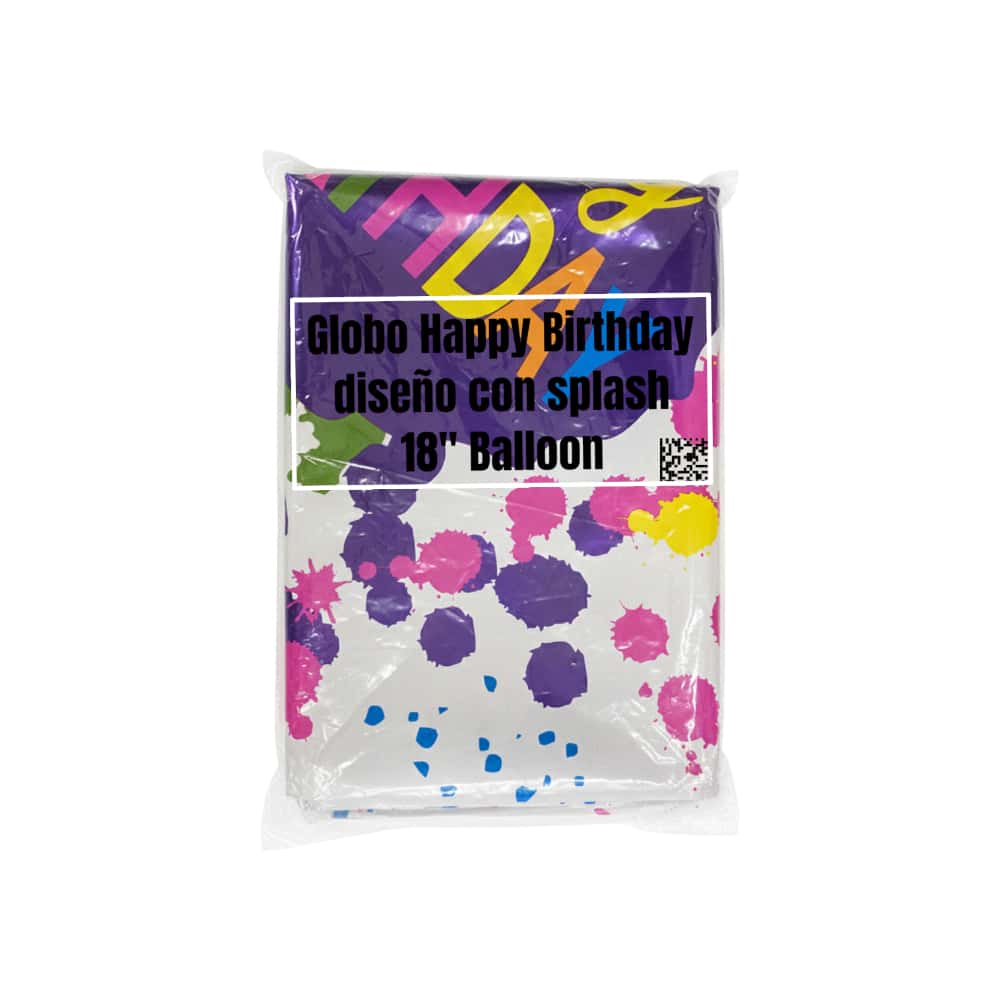 Globo Happy Birthday diseño con splash 18" Balloon - Miniatura 2