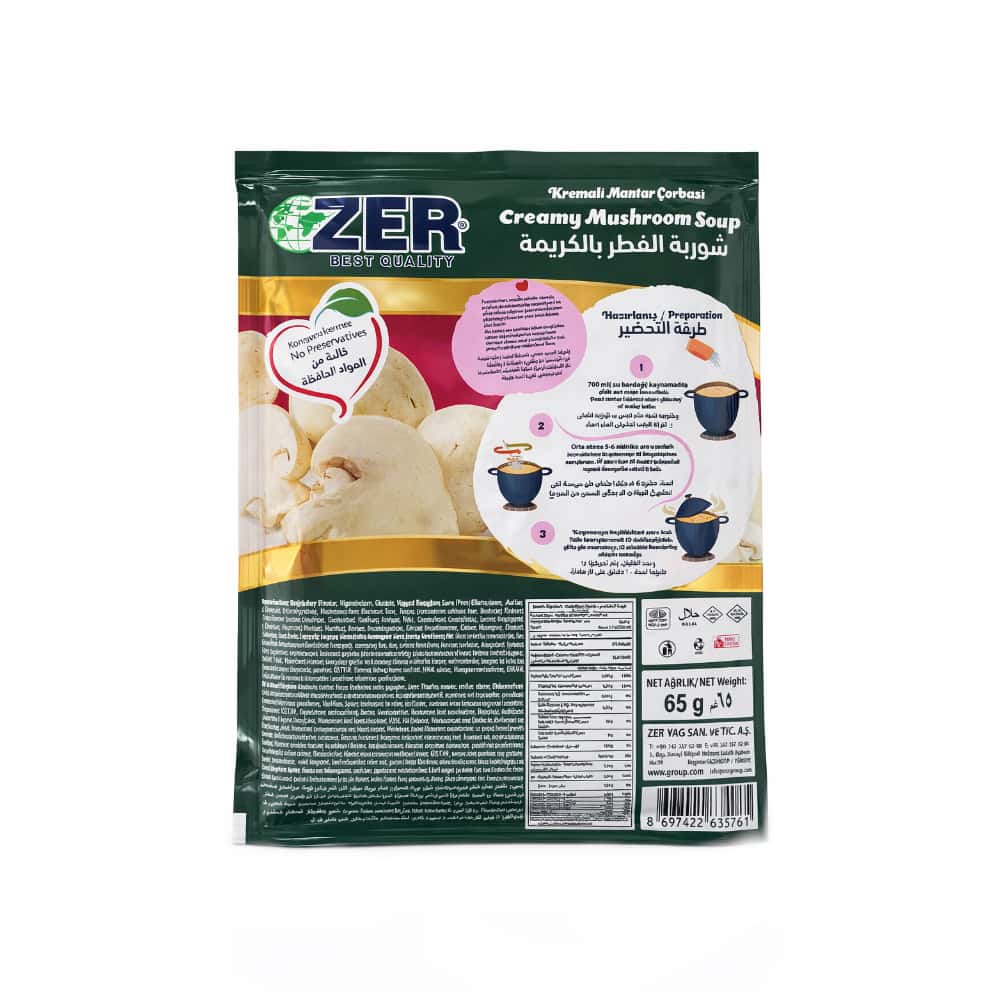 Sopa cremosa de champiñones Zer (65 g / 2.29 oz) - Miniatura 3