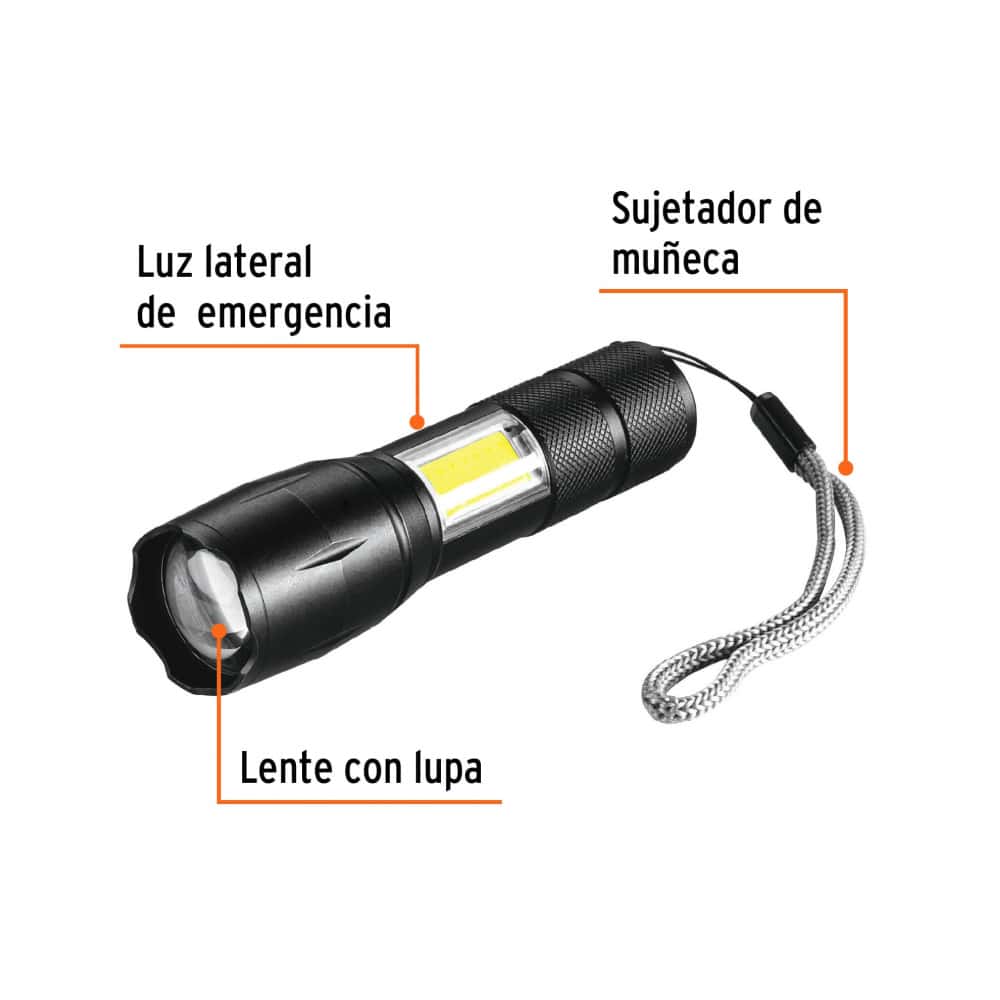Linterna recargable 270 lm con luz de emergencia Truper LINAR-260 - Miniatura 2