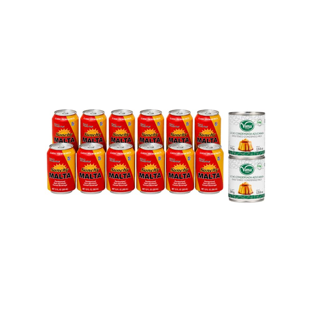 Malta Sunchy (12 x 355 ml / 12 fl oz) + Leche condensada azucarada Vima Foods (2 x 390 g / 13.8 oz) - Miniatura 1