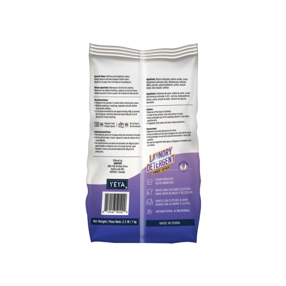 Detergente en polvo con aroma a lavanda YEYA (3 x 1 kg / 2.2 lb) - Miniatura 3