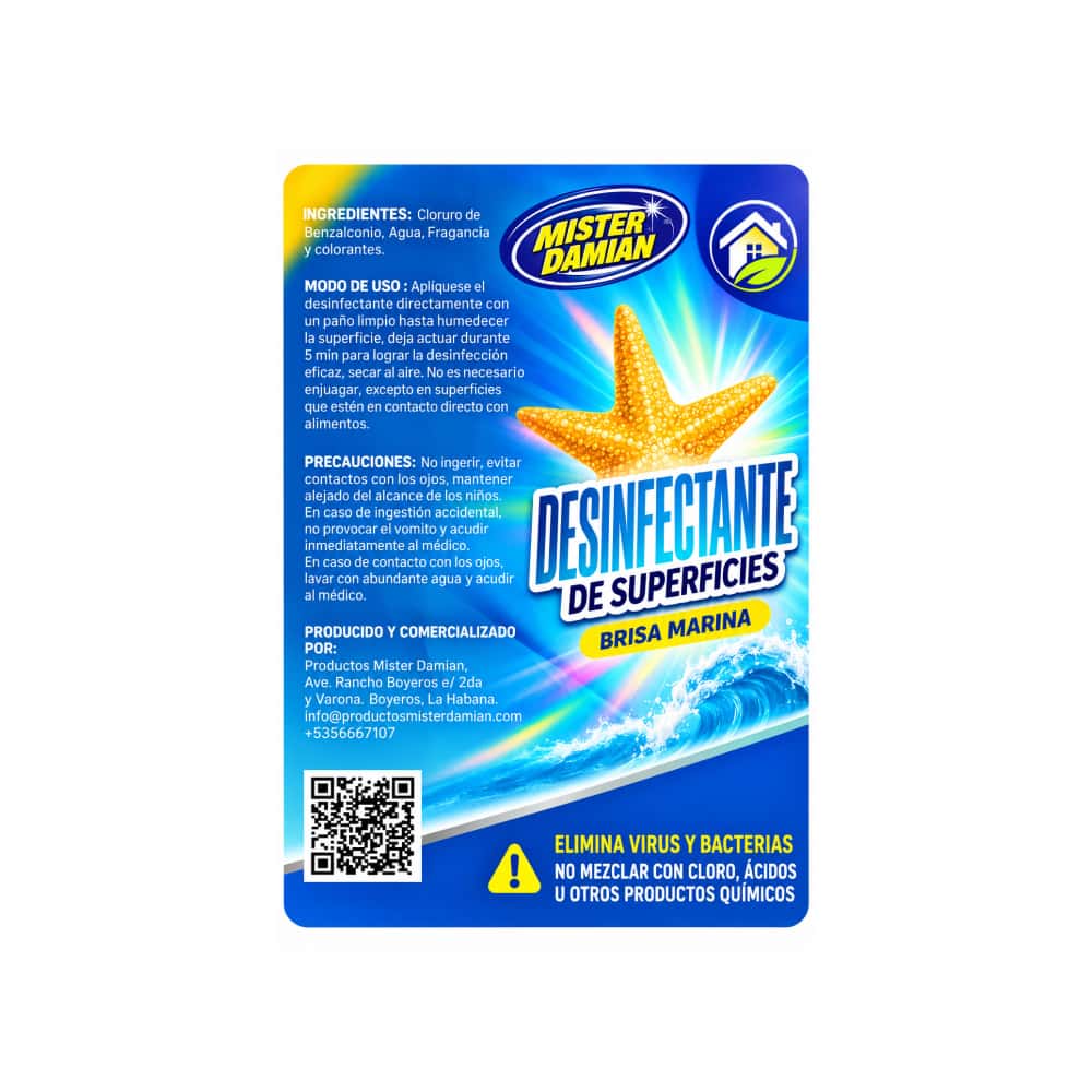 Desinfectante de superficie aroma brisa marina Mister Damian (1.5 L) - Miniatura 3