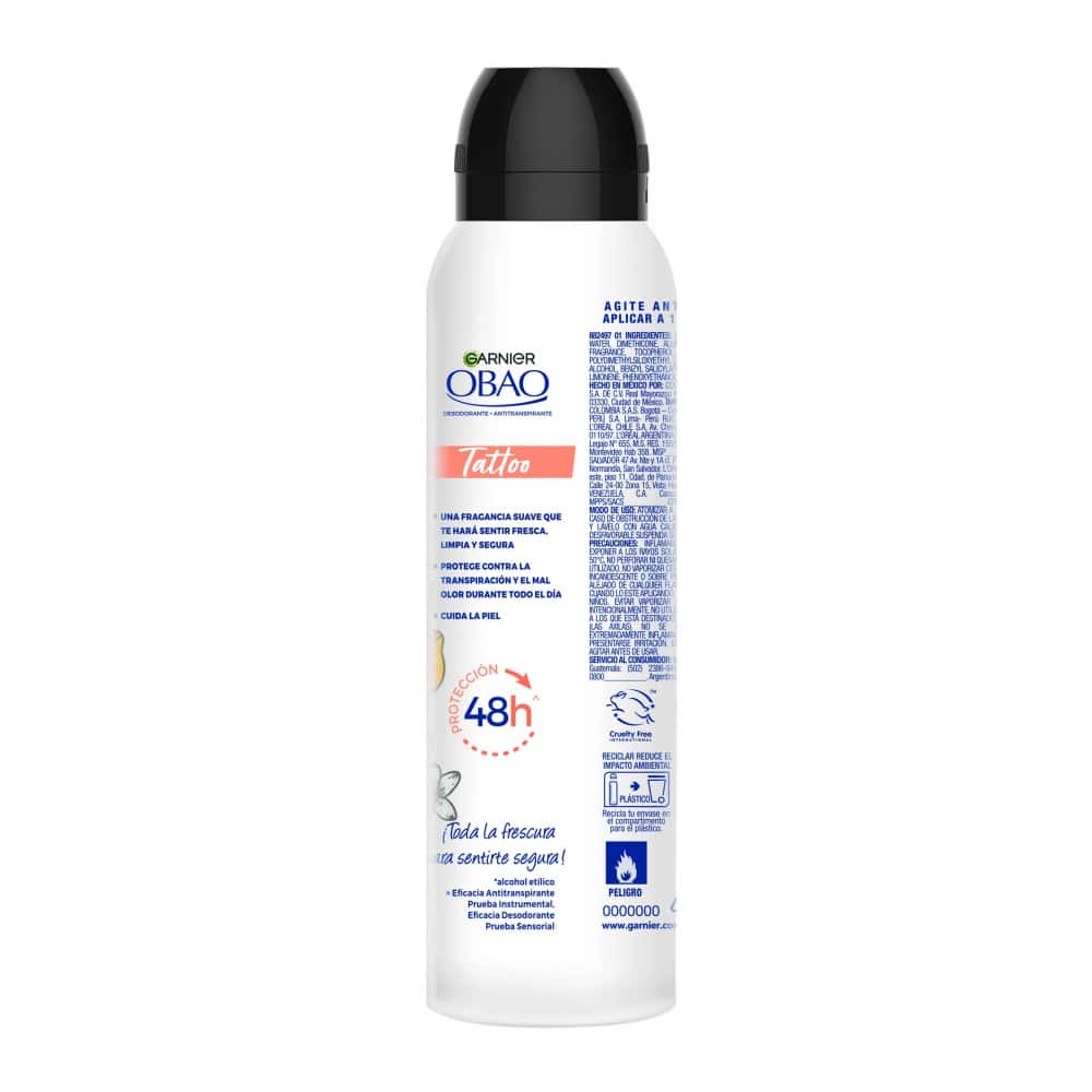 Desodorante antitranspirante en spray para mujer fresco y floral Tattoo Obao Garnier (150 ml) - Miniatura 2