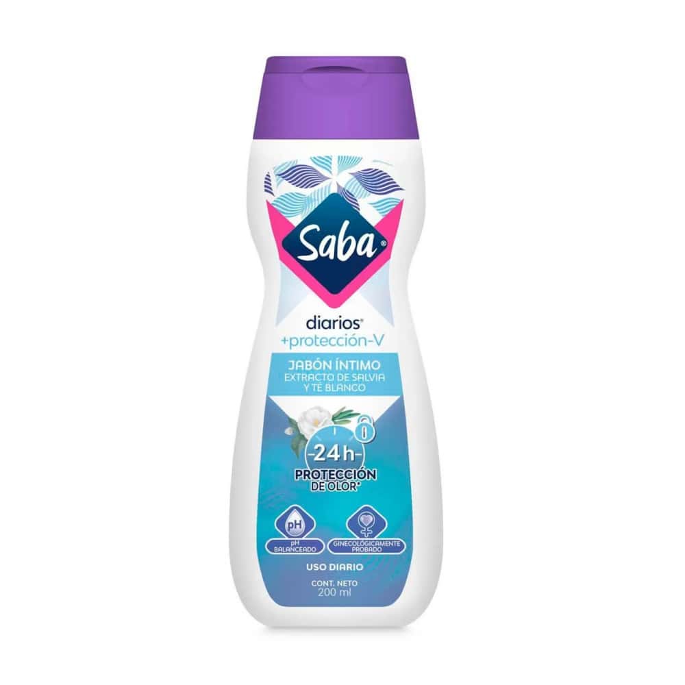Jabón íntimo con extracto de salvia y té blanco protección-V Saba Diarios (200 ml) - Miniatura 1