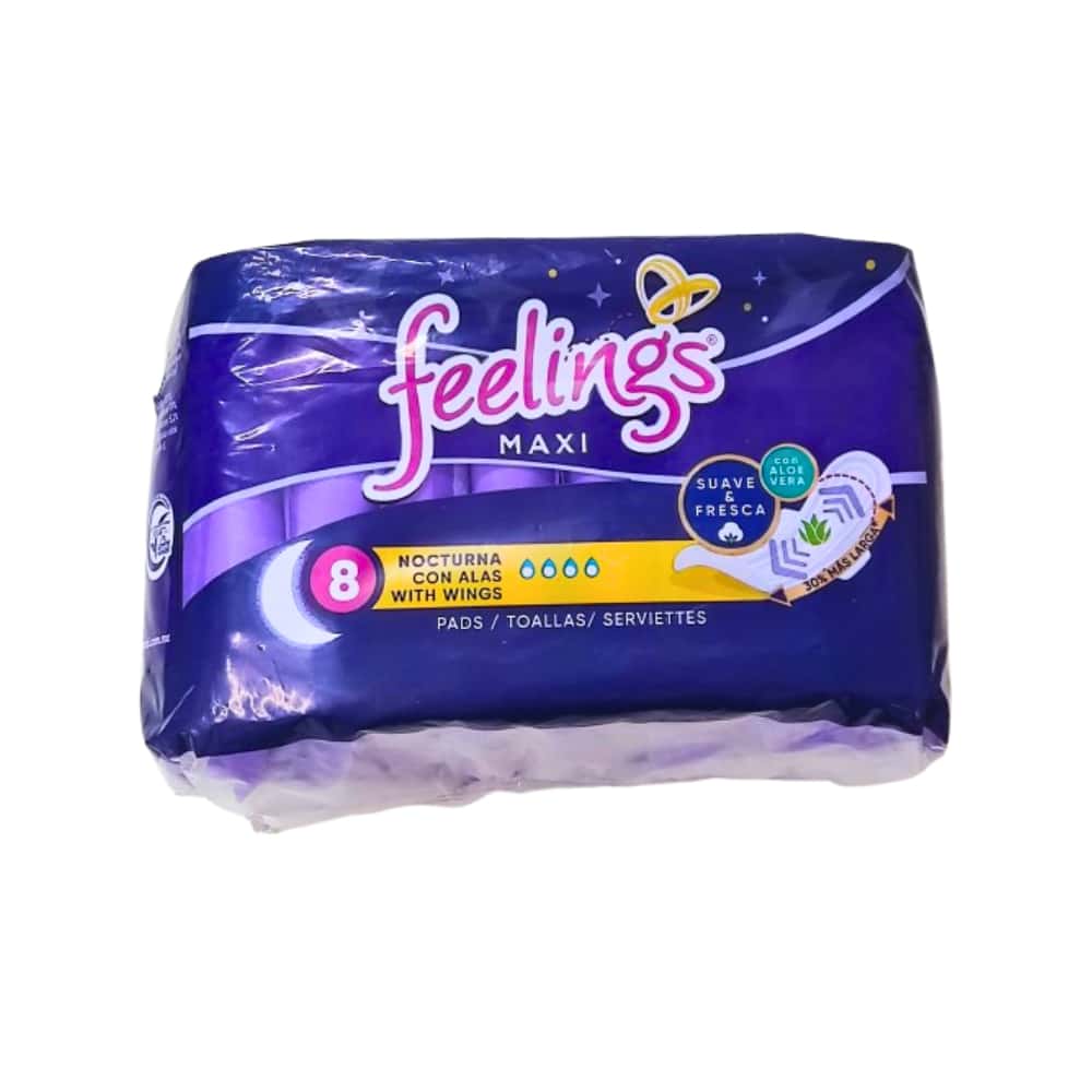 Toallas sanitarias nocturnas con alas Feelings (8 U) - Miniatura 1