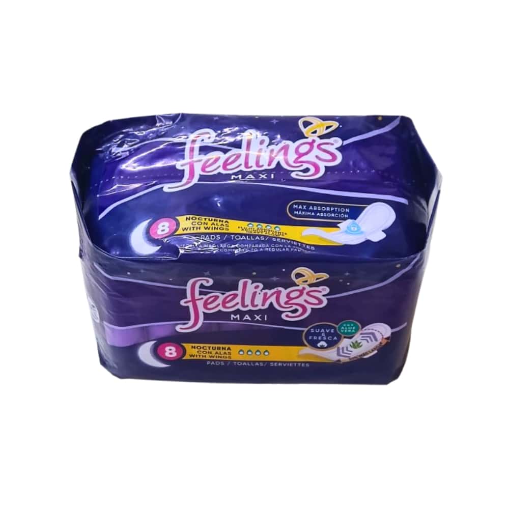 Toallas sanitarias nocturnas con alas Feelings (8 U) - Miniatura 2