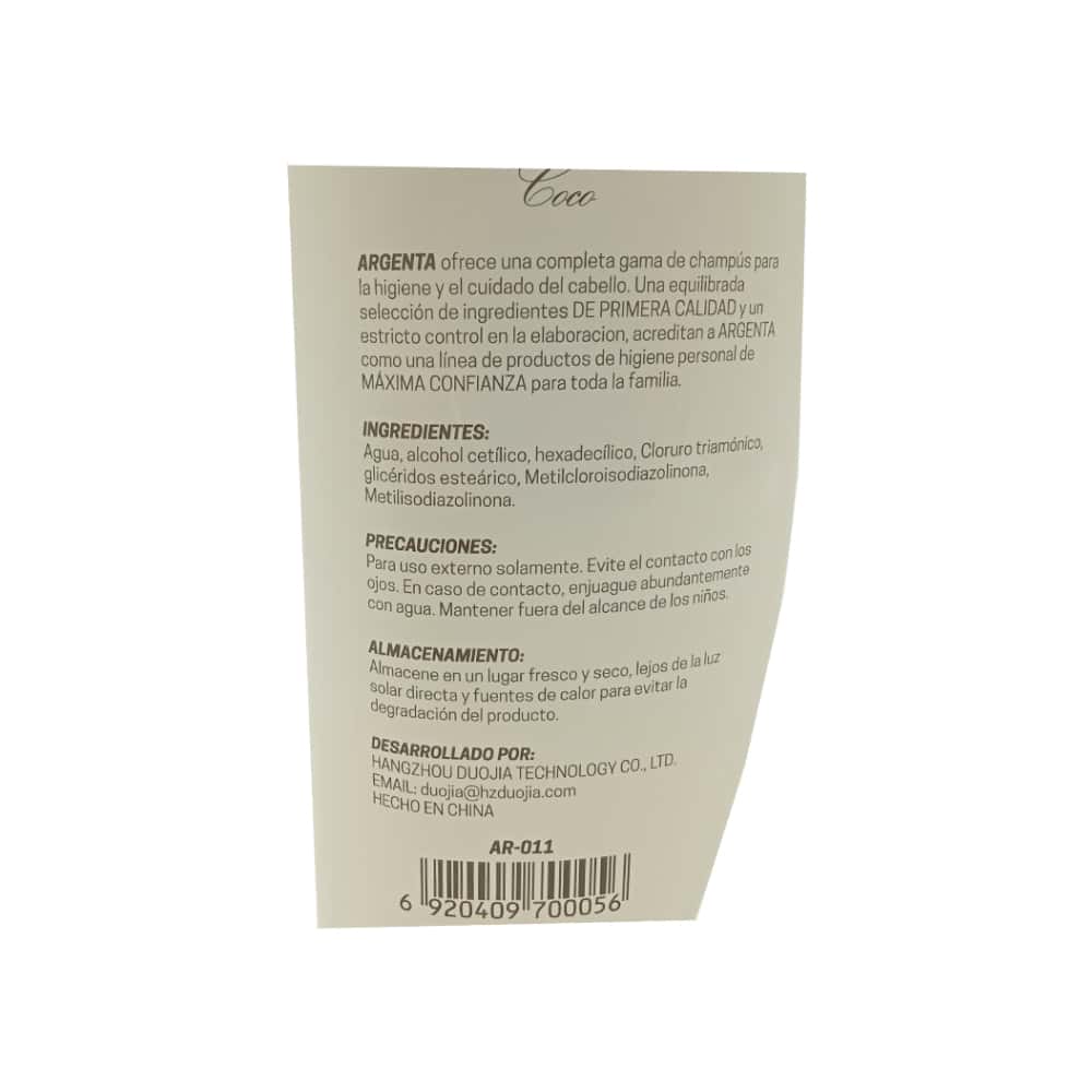 Acondicionador de coco Argenta (400 ml) - Miniatura 6