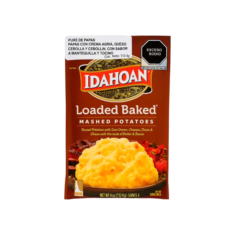 Puré de papas crema agria y cebollino, sabor mantequilla y tocino Idahoan (113.4 g / 4 oz) - Miniatura 2