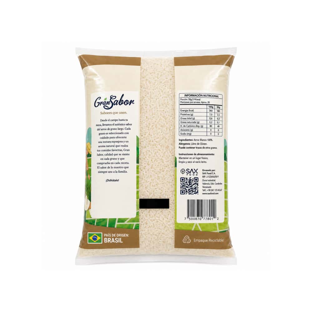 Arroz blanco de grano largo Gran Sabor (4 x 1 kg / 2.2 lb) - Miniatura 3