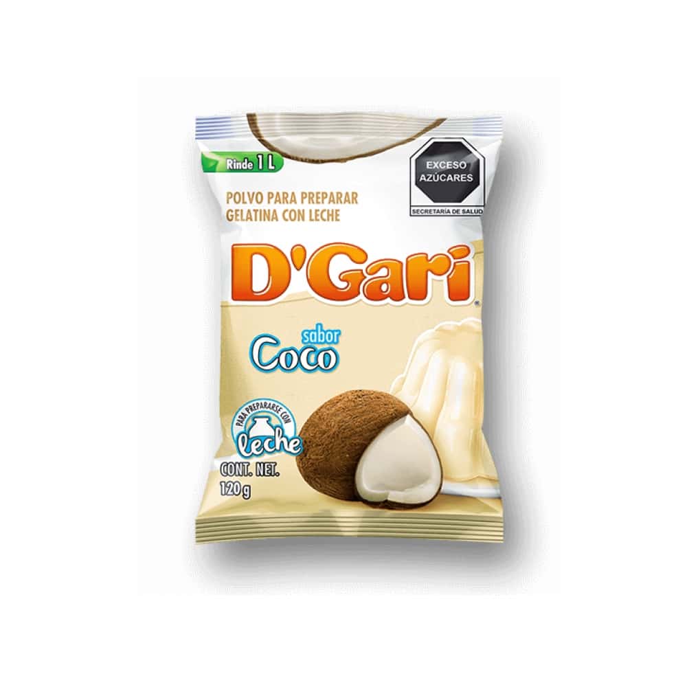 Polvo para preparar gelatina con leche sabor coco D'Gari (120 g / 4.23 oz) - Miniatura 2